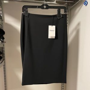 Theory black wool skinny pencil skirt NWT